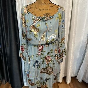 Alice + Olivia Floral Mini Dress in Blue and Multicolor